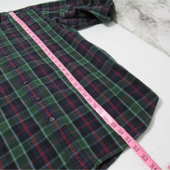 L.L. Bean Men’s Green Plaid Flannel Button Down Shirt Size Large Tall - Picture 7 of 12